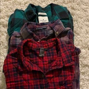 3 S/M Flannel long sleeve shirts